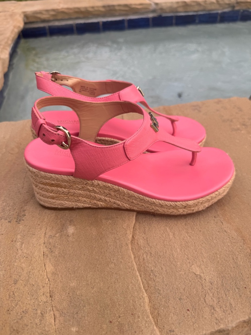 Michael Michael Kors Pink Wedge Espadrille Sandals – Size 6M - Picture 5 of 11